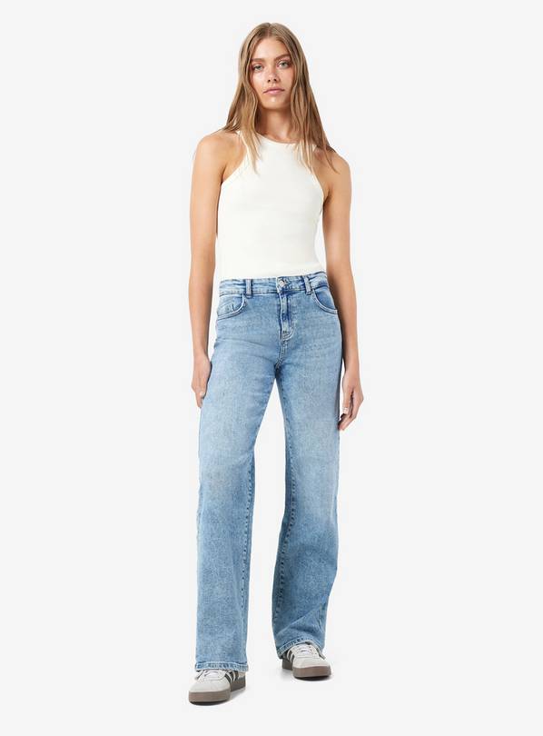 NOISY MAY Mid-Rise Waisted Wide Fit Jeans Light Blue 29R